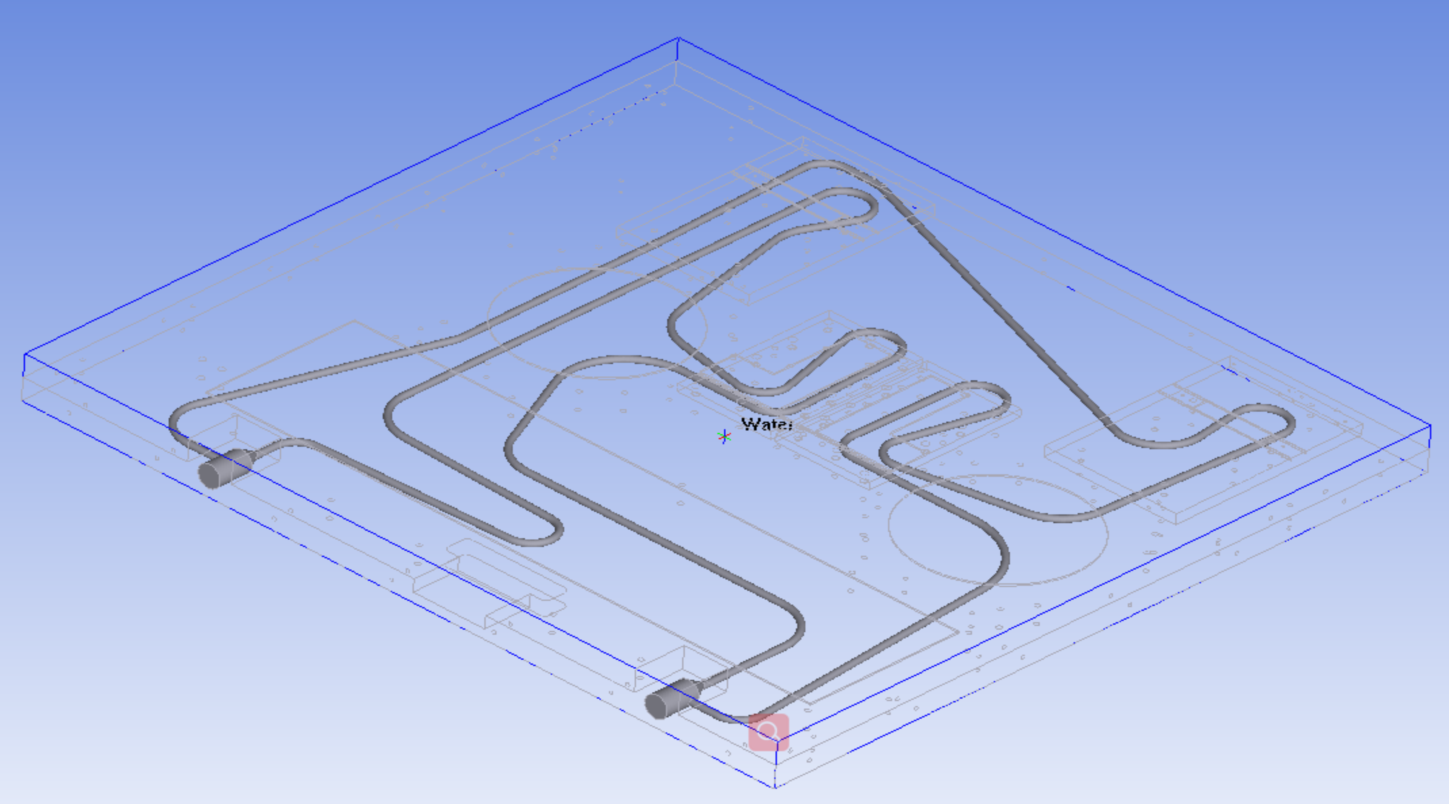 Ansys ソフトウェアの簡略化されたモデルと熱源